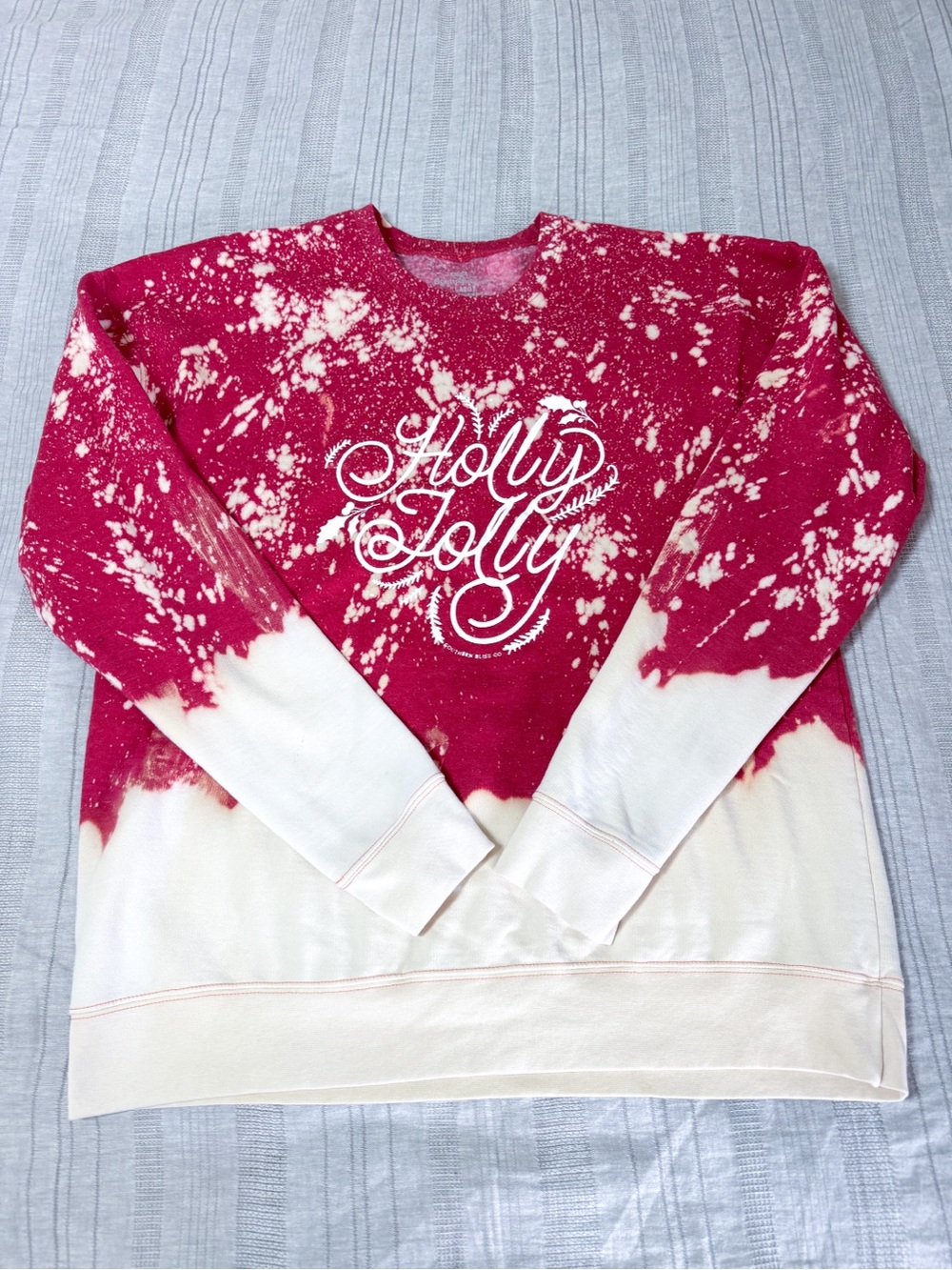 Holly Jolly Tie-Dye Crewneck Sweater - Red & Cream